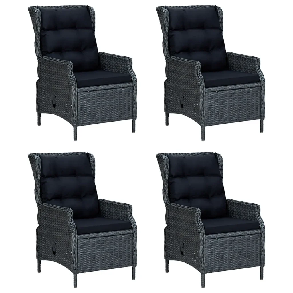 Set da Pranzo da Giardino 5 pz Grigio Scuro in Polyrattan 3156802 - Image 4