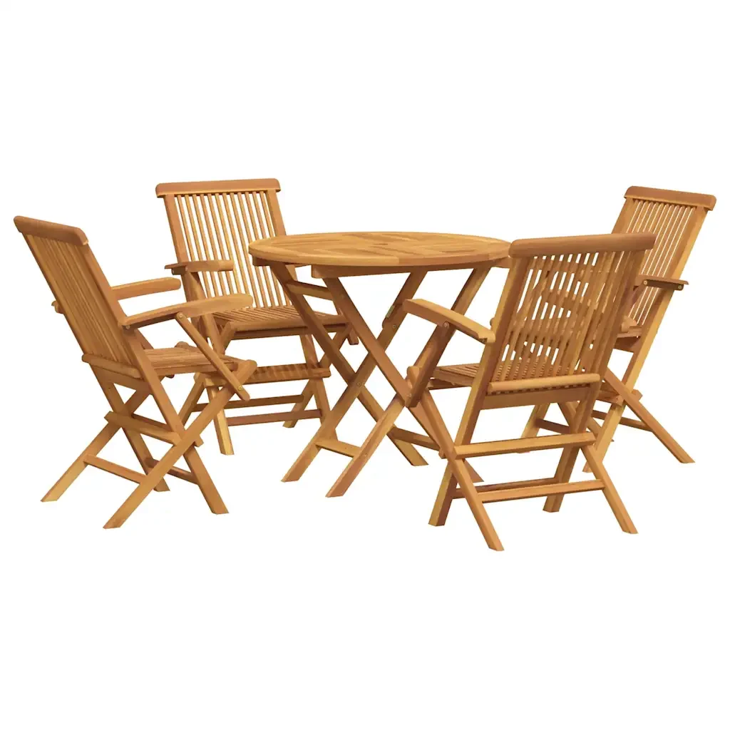 Set da Pranzo da Giardino 5 pz in Legno Massello di Teak 3059580 - Image 2
