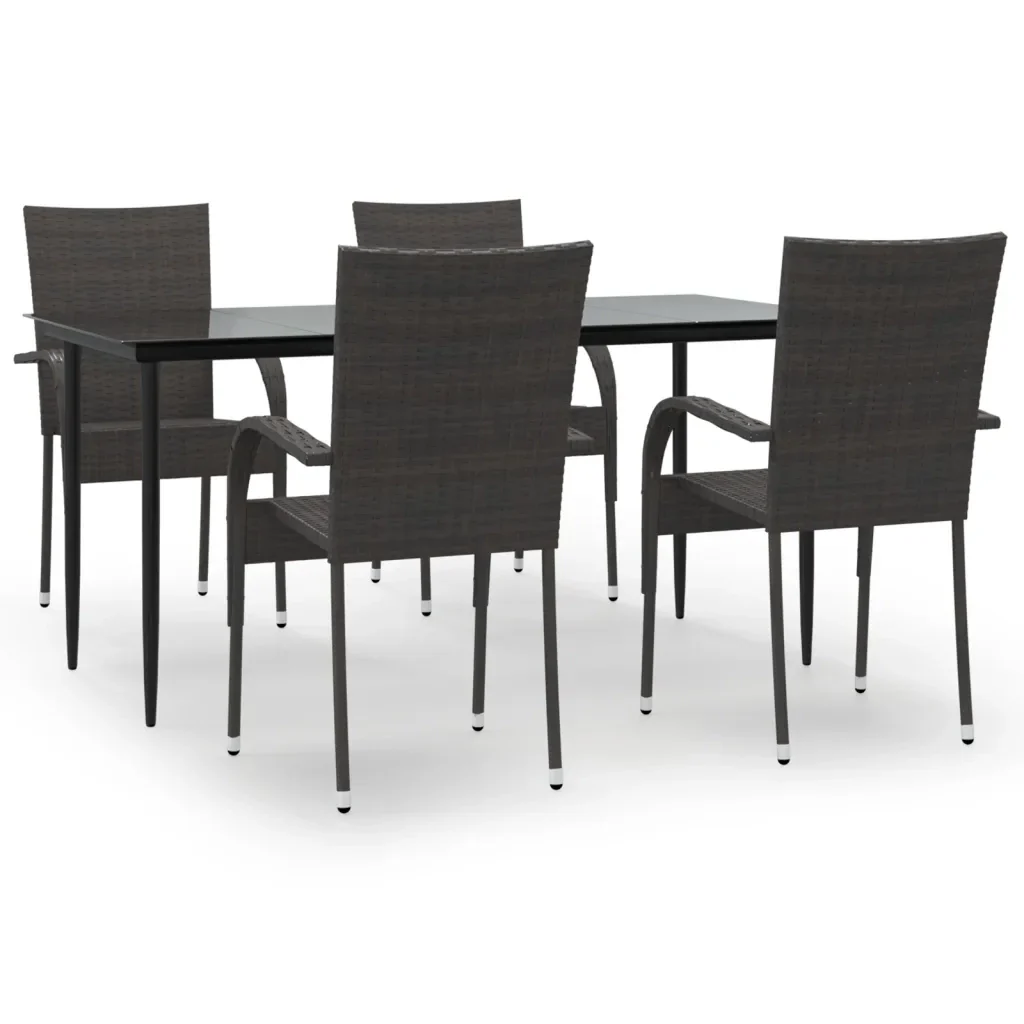 Set da Pranzo da Giardino 5 pz Marrone in Polyrattan 3156672 - Image 2
