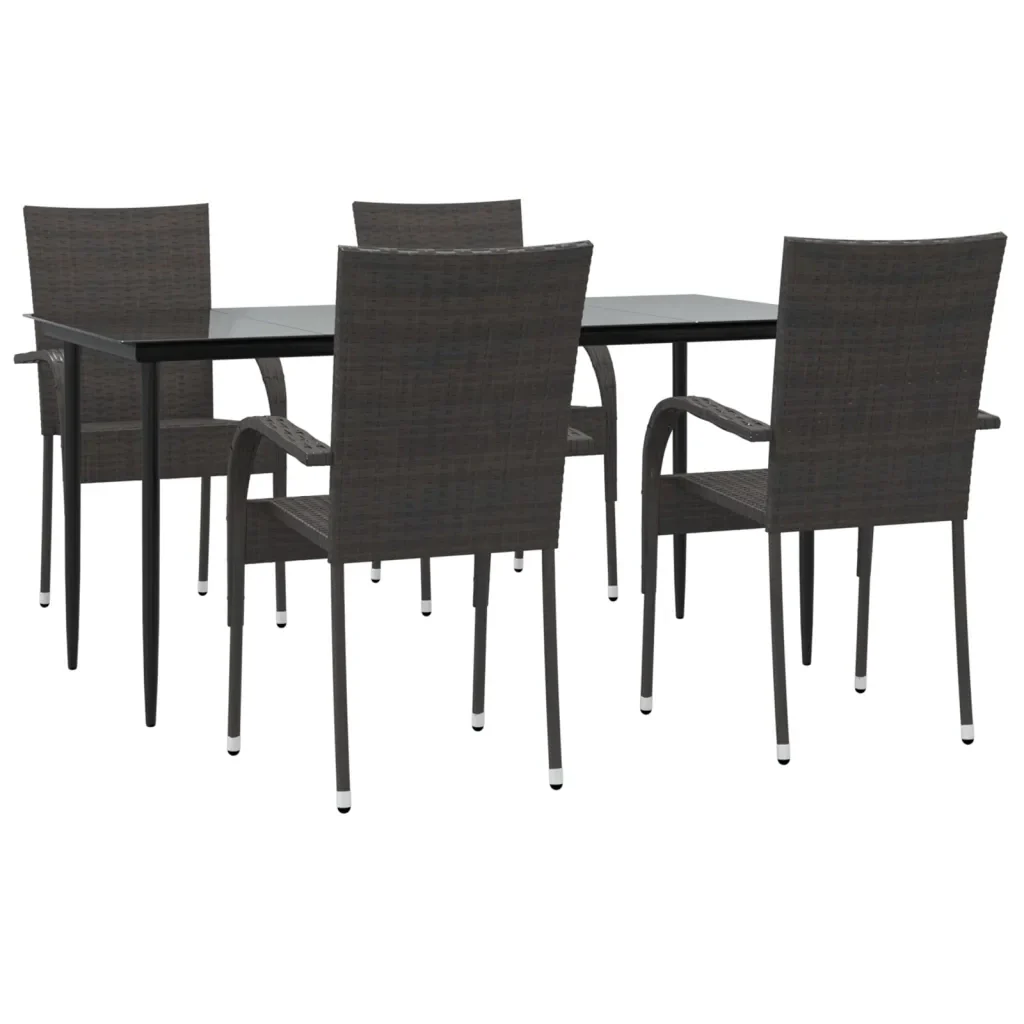Set da Pranzo da Giardino 5 pz Marrone in Polyrattan 3156672 - Image 3