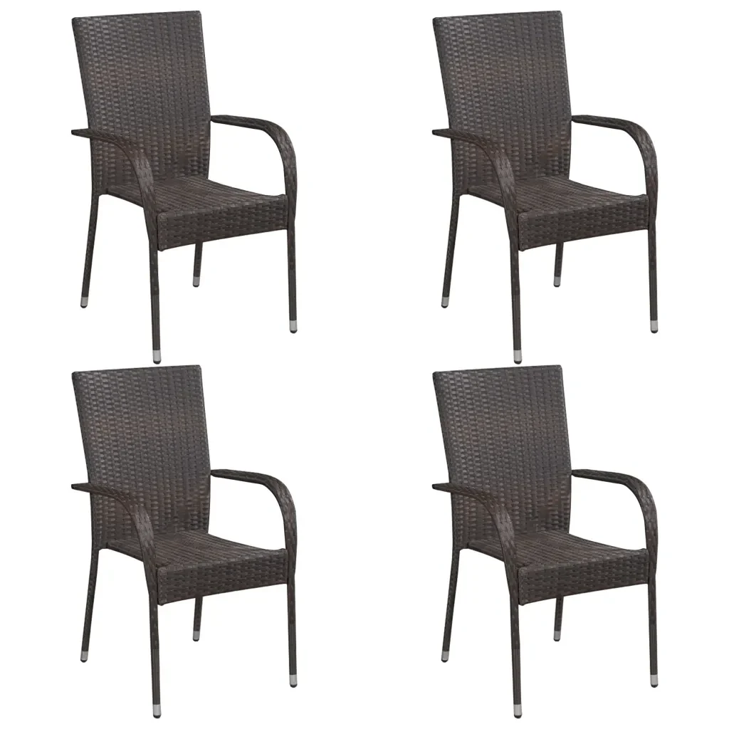 Set da Pranzo da Giardino 5 pz Marrone in Polyrattan 3156672 - Image 4