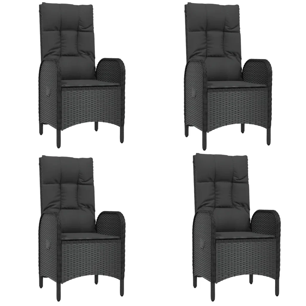 Set da Pranzo da Giardino 5 pz Nero con Cuscini in Polyrattan 3185171 - Image 4