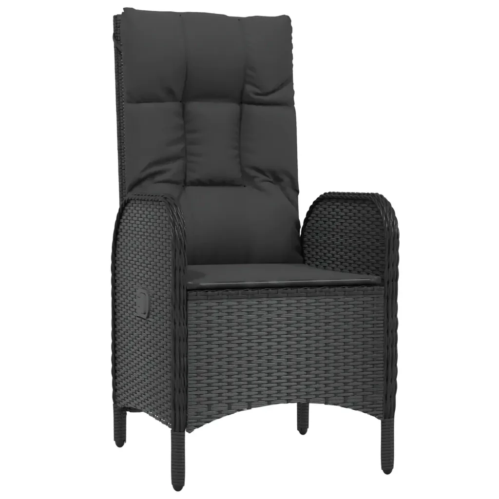 Set da Pranzo da Giardino 5 pz Nero con Cuscini in Polyrattan 3185171 - Image 5
