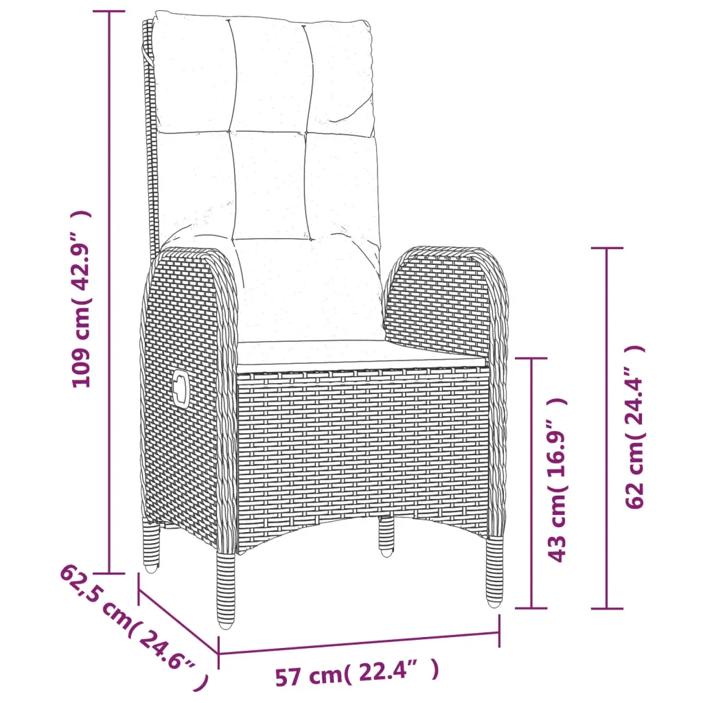 Set da Pranzo da Giardino 5 pz Nero con Cuscini in Polyrattan 3185171 - Image 9