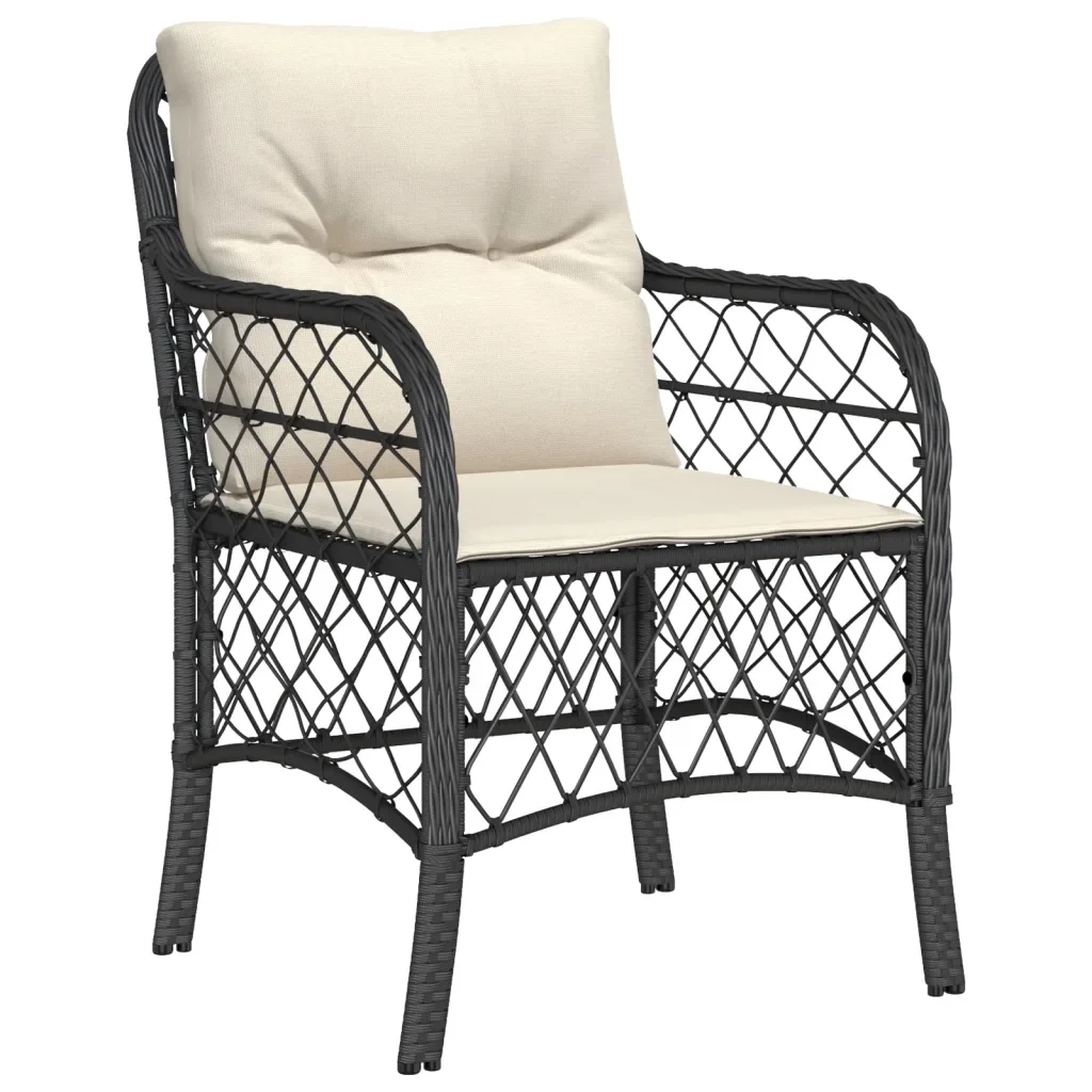 Set da Pranzo da Giardino 5 pz Nero con Cuscini in Polyrattan 3212085 - Image 3
