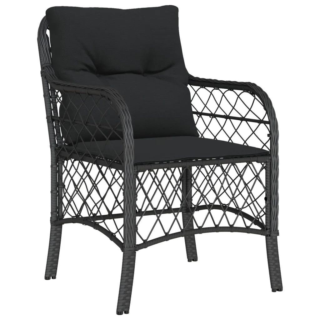 Set da Pranzo da Giardino 5 pz Nero con Cuscini in Polyrattan 3212099 - Image 3