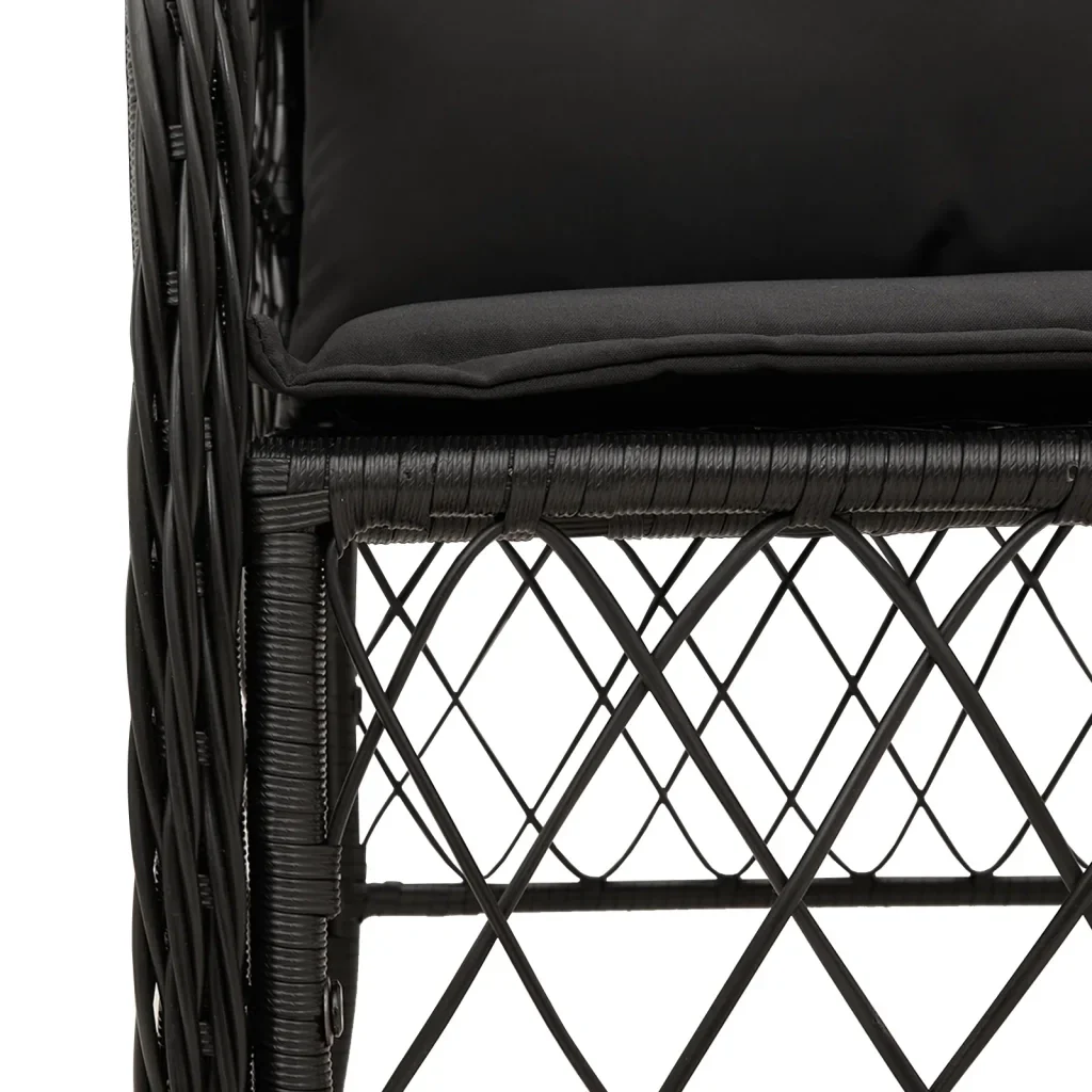 Set da Pranzo da Giardino 5 pz Nero con Cuscini in Polyrattan 3212099 - Image 5