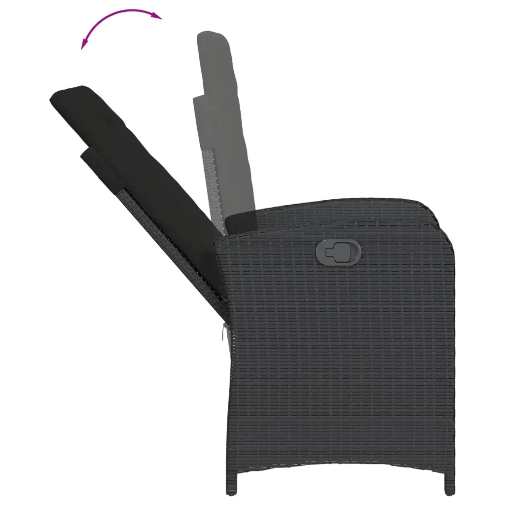 Set da Pranzo da Giardino 5 pz Nero con Cuscini in Polyrattan 3212314 - Image 5