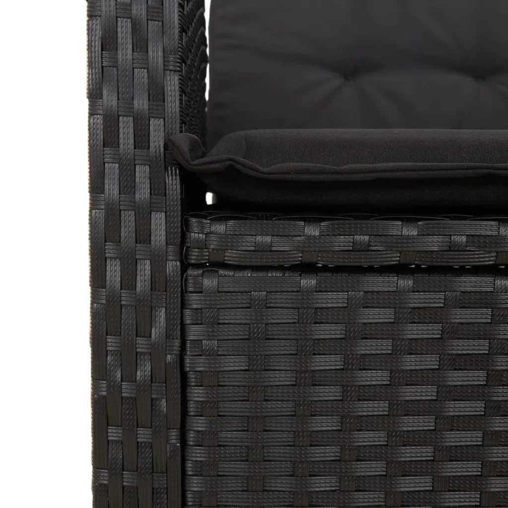 Set da Pranzo da Giardino 5 pz Nero con Cuscini in Polyrattan 3212314 - Image 8
