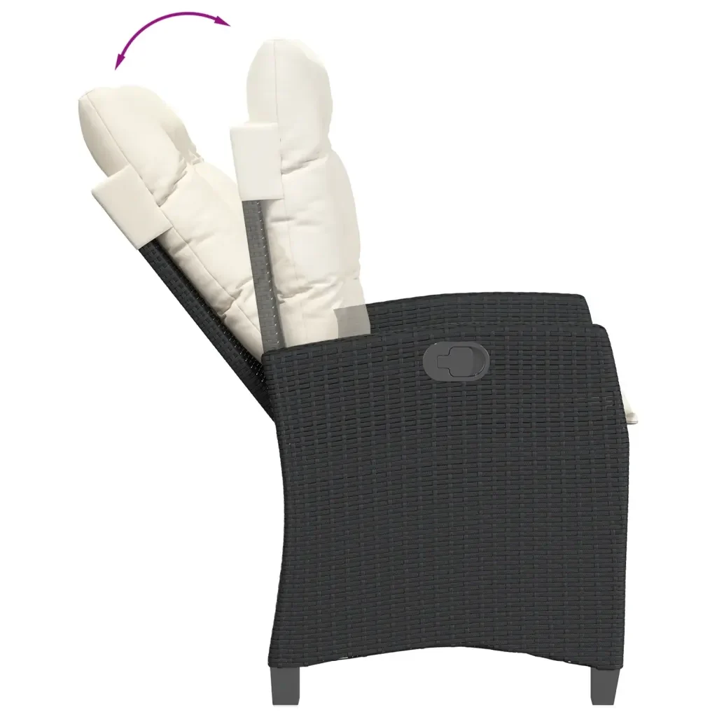 Set da Pranzo da Giardino 5 pz Nero con Cuscini in Polyrattan 3212726 - Image 5