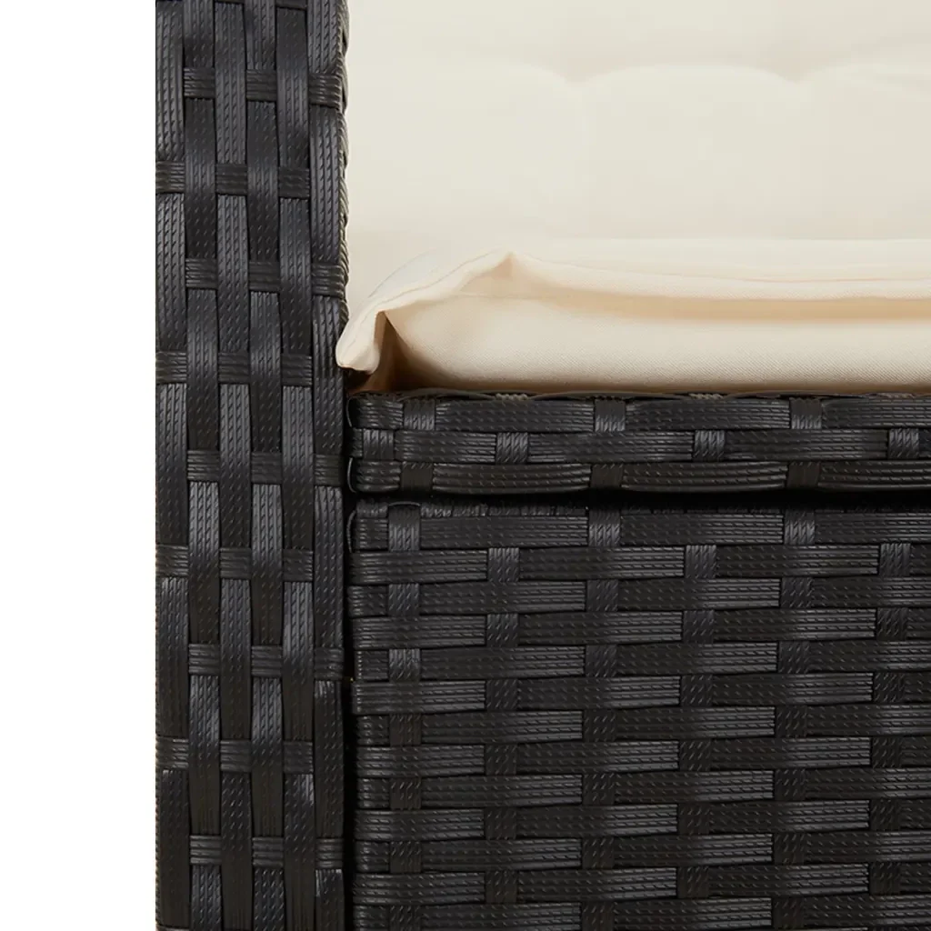 Set da Pranzo da Giardino 5 pz Nero con Cuscini in Polyrattan 3212726 - Image 6