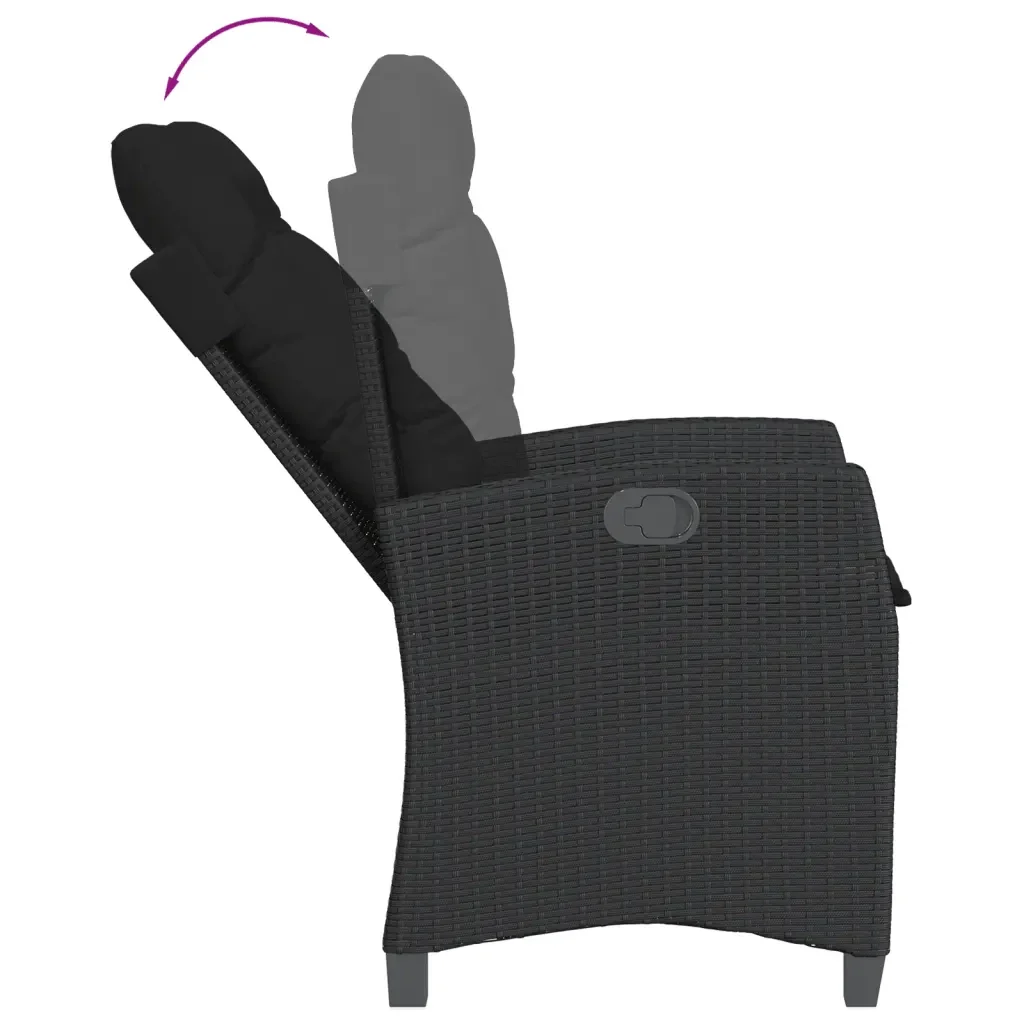 Set da Pranzo da Giardino 5 pz Nero con Cuscini in Polyrattan 3212746 - Image 6