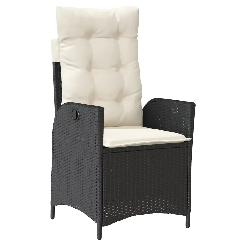 Set da Pranzo da Giardino 5 pz Nero con Cuscini in Polyrattan 3213158 - Image 3