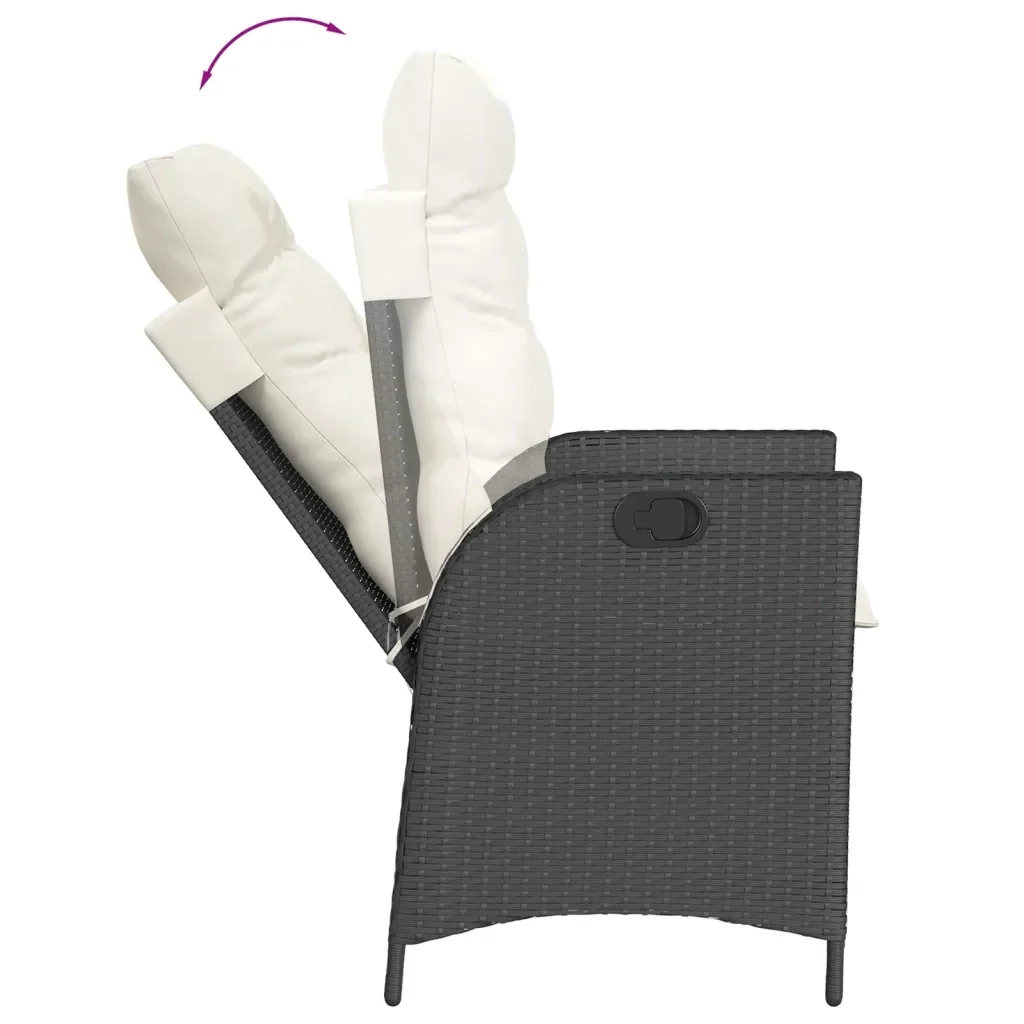 Set da Pranzo da Giardino 5 pz Nero con Cuscini in Polyrattan 3213158 - Image 4
