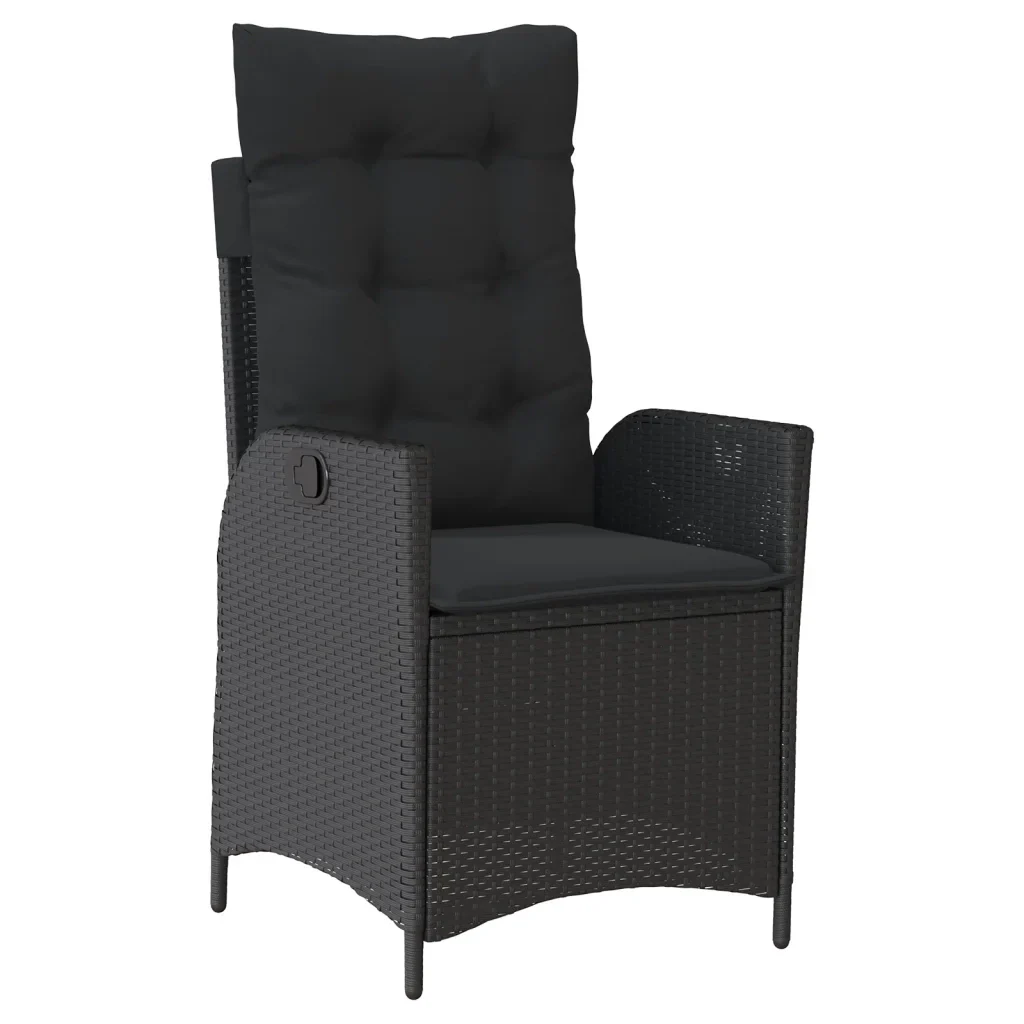 Set da Pranzo da Giardino 5 pz Nero con Cuscini in Polyrattan 3213178 - Image 3
