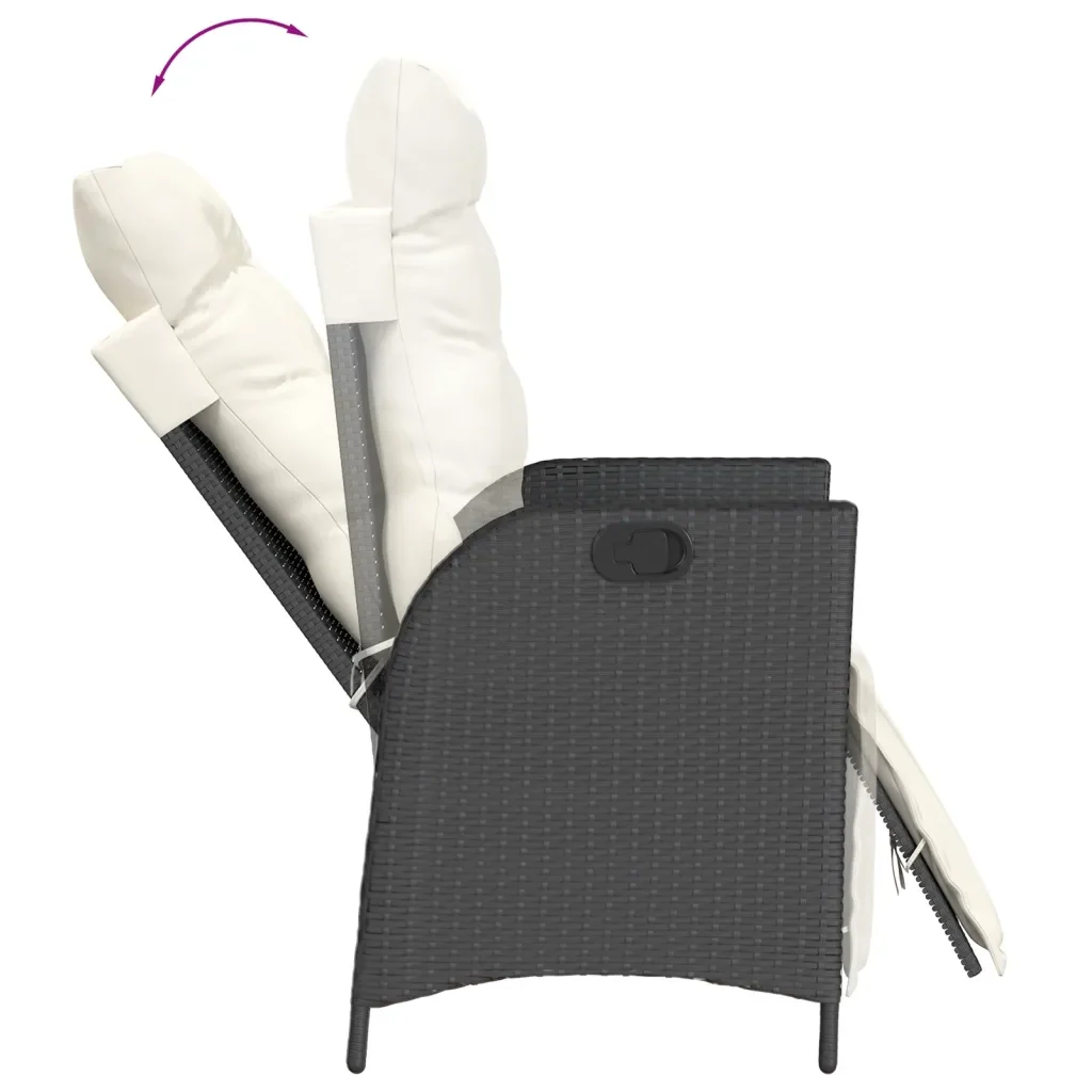 Set da Pranzo da Giardino 5 pz Nero con Cuscini in Polyrattan 3213381 - Image 5