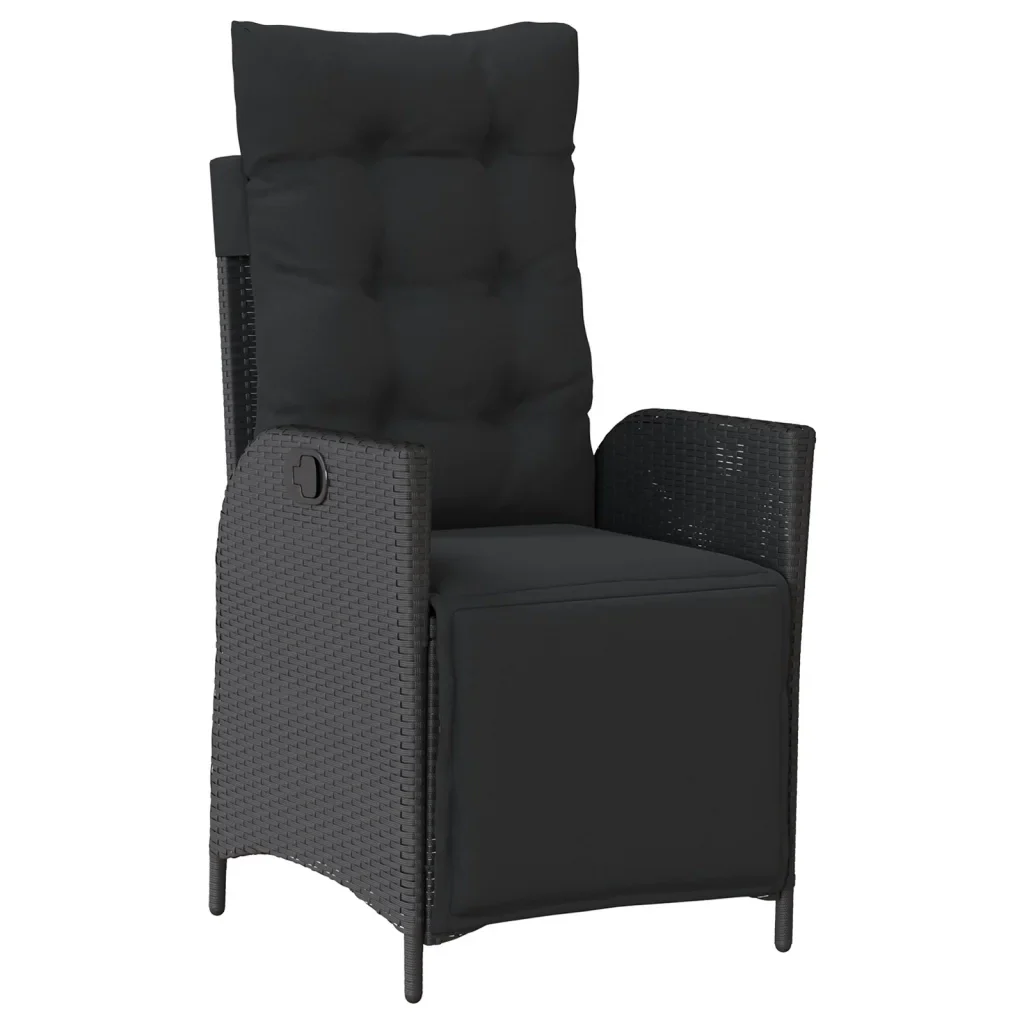 Set da Pranzo da Giardino 5 pz Nero con Cuscini in Polyrattan 3213395 - Image 3