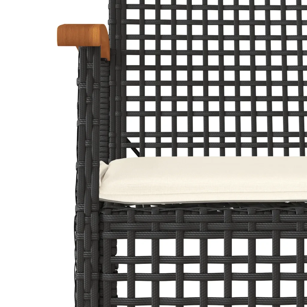 Set da Pranzo da Giardino 5 pz Nero con Cuscini in Polyrattan 3213599 - Image 5