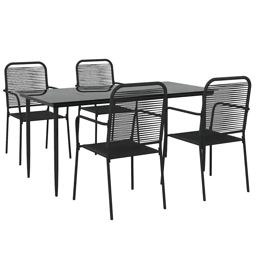 Set da Pranzo da Giardino 5 pz Nero Corda di Cotone e Acciaio 3156540 - Image 3