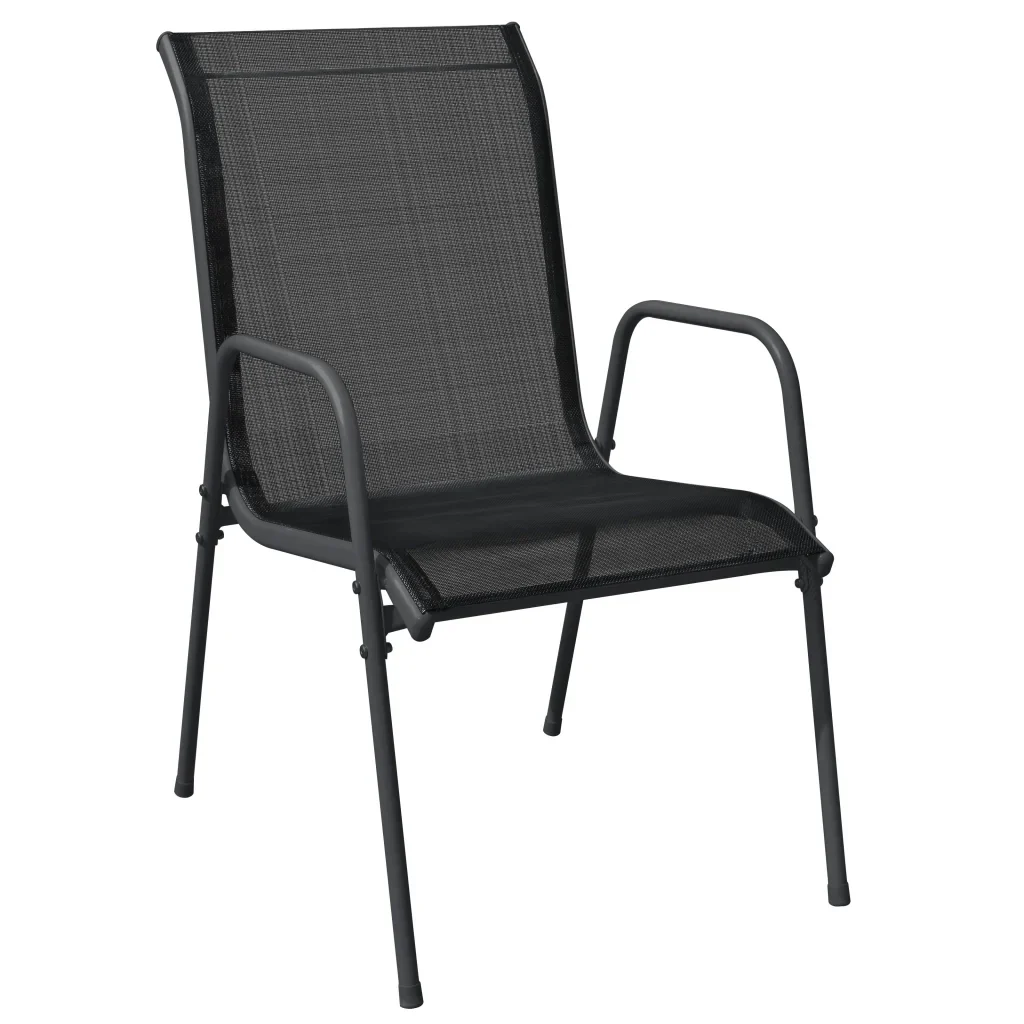 Set da Pranzo da Giardino 5 pz Nero in Acciaio e Textilene 3200683 - Image 3