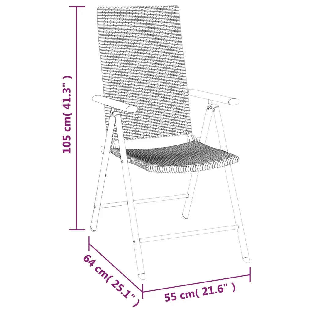 Set da Pranzo da Giardino 5 pz Nero in Polyrattan 3156516 - Image 10