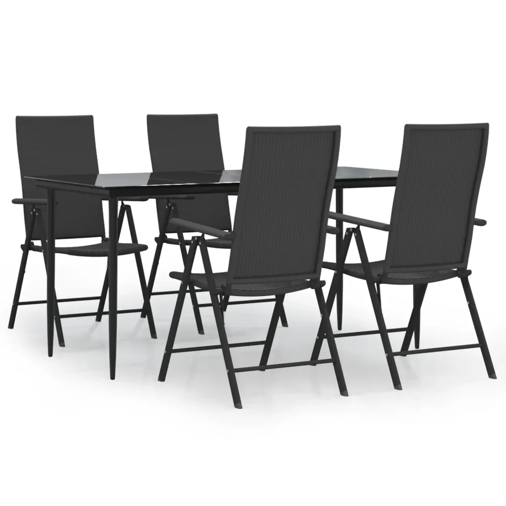 Set da Pranzo da Giardino 5 pz Nero in Polyrattan 3156516 - Image 2