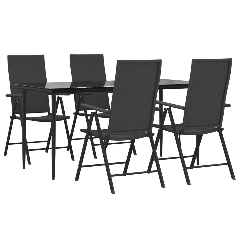 Set da Pranzo da Giardino 5 pz Nero in Polyrattan 3156516 - Image 3