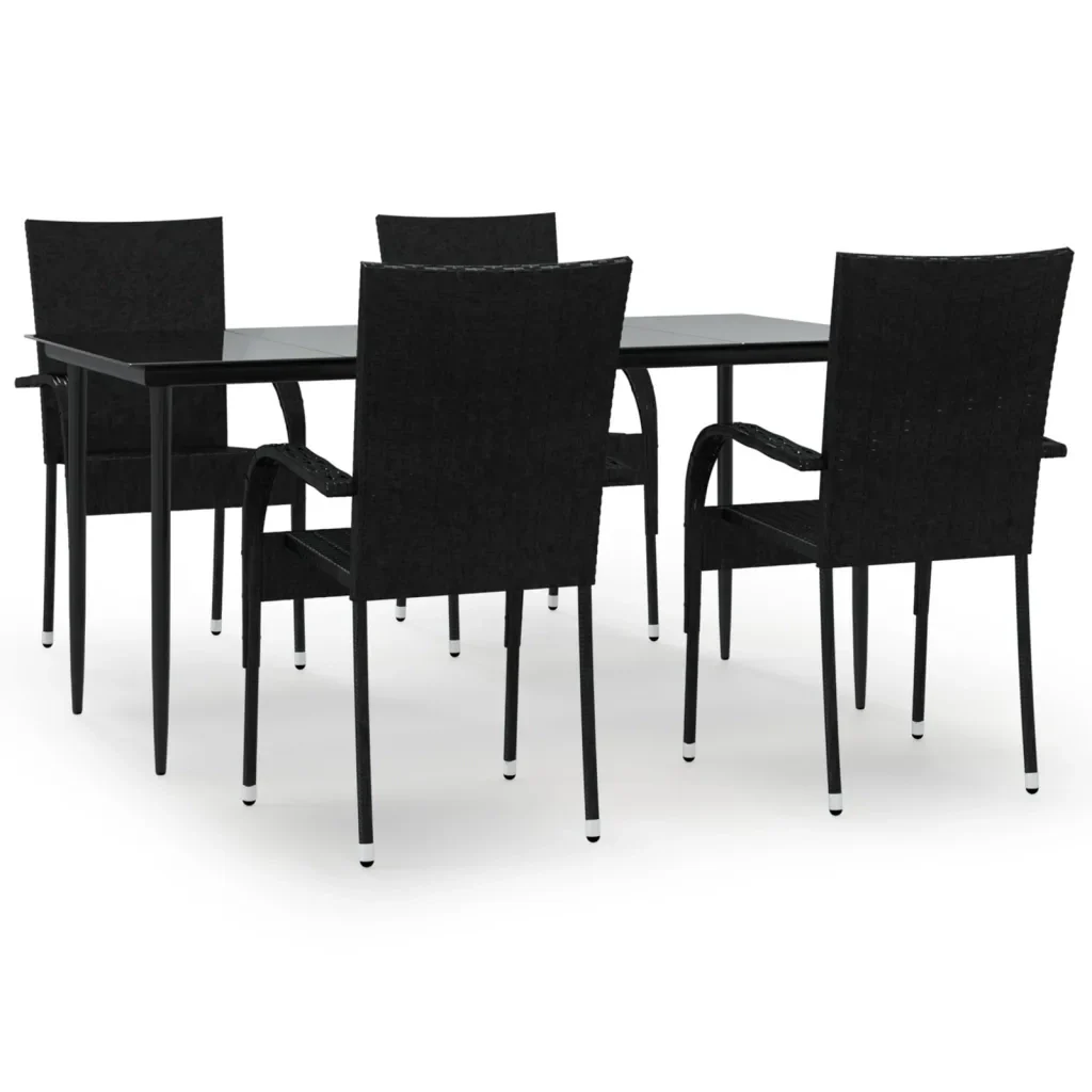 Set da Pranzo da Giardino 5 pz Nero in Polyrattan 3156668 - Image 2
