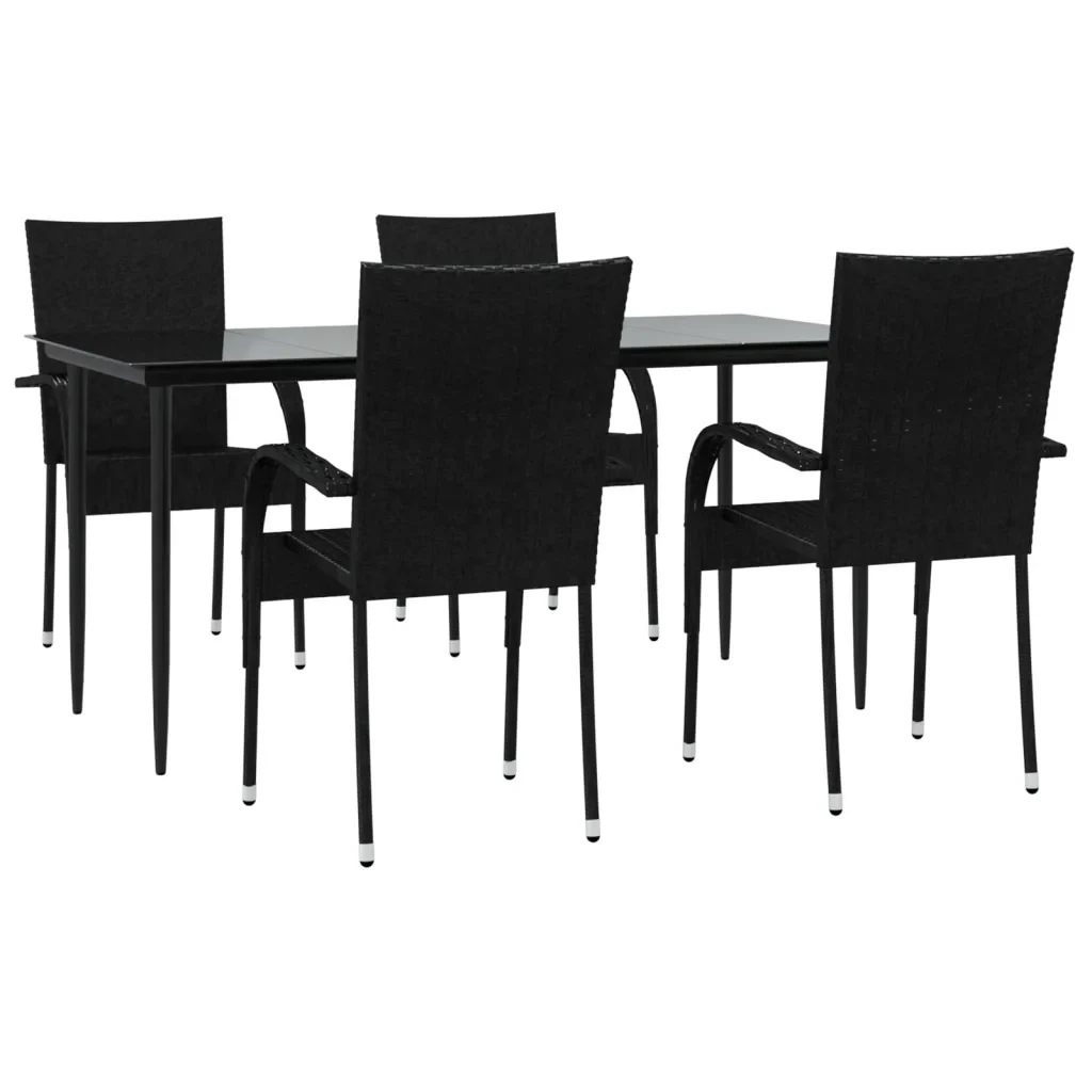 Set da Pranzo da Giardino 5 pz Nero in Polyrattan 3156668 - Image 3