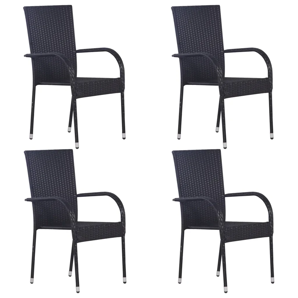 Set da Pranzo da Giardino 5 pz Nero in Polyrattan 3156668 - Image 4