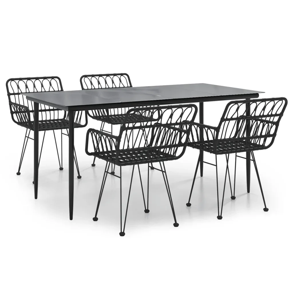 Set da Pranzo da Giardino 5 pz Nero in Polyrattan 3157855 - Image 2