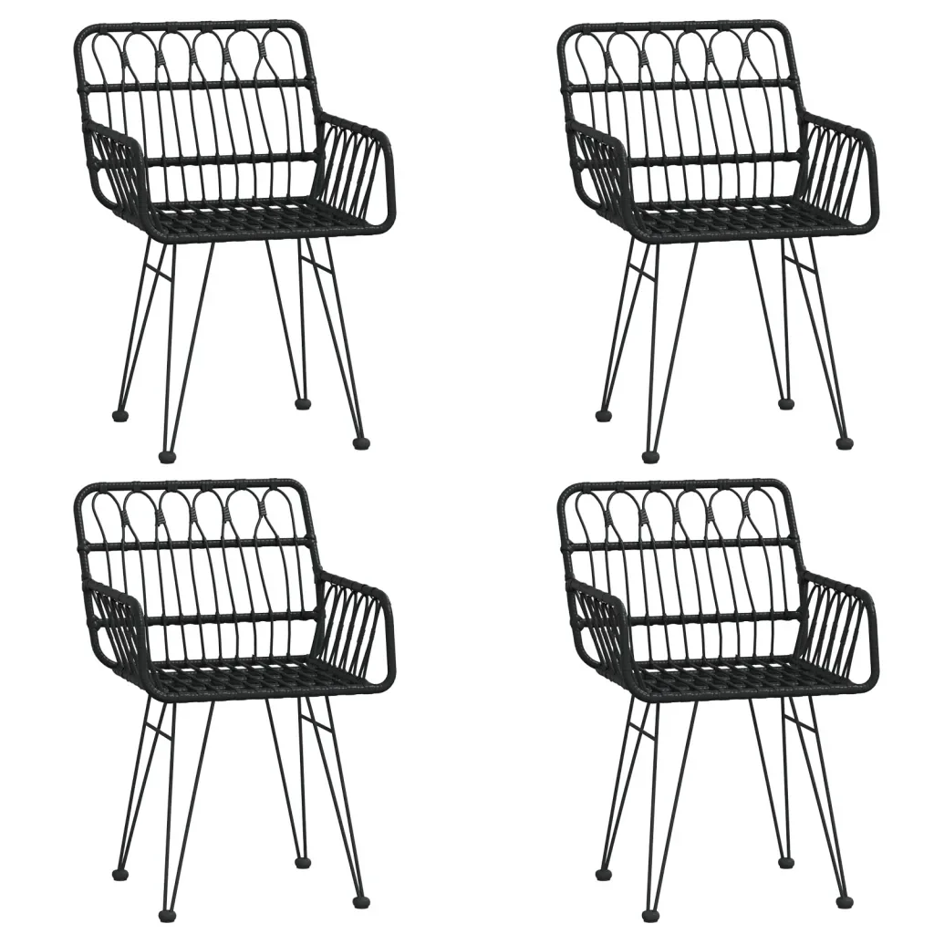 Set da Pranzo da Giardino 5 pz Nero in Polyrattan 3157855 - Image 4