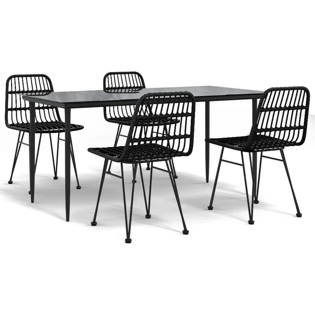 Set da Pranzo da Giardino 5 pz Nero in Polyrattan 3157883 - Image 2