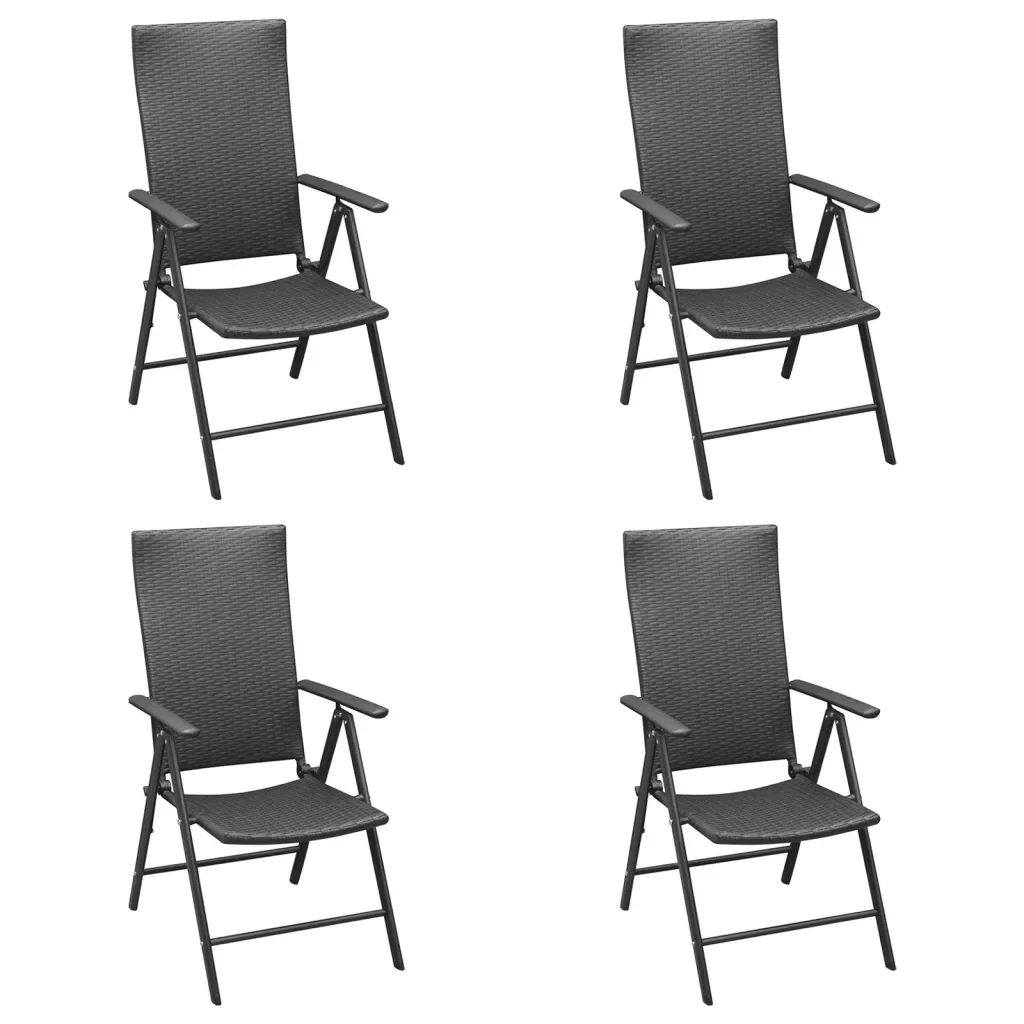 Set da Pranzo da Giardino 5 pz Nero in Polyrattan 3156516 - Image 4