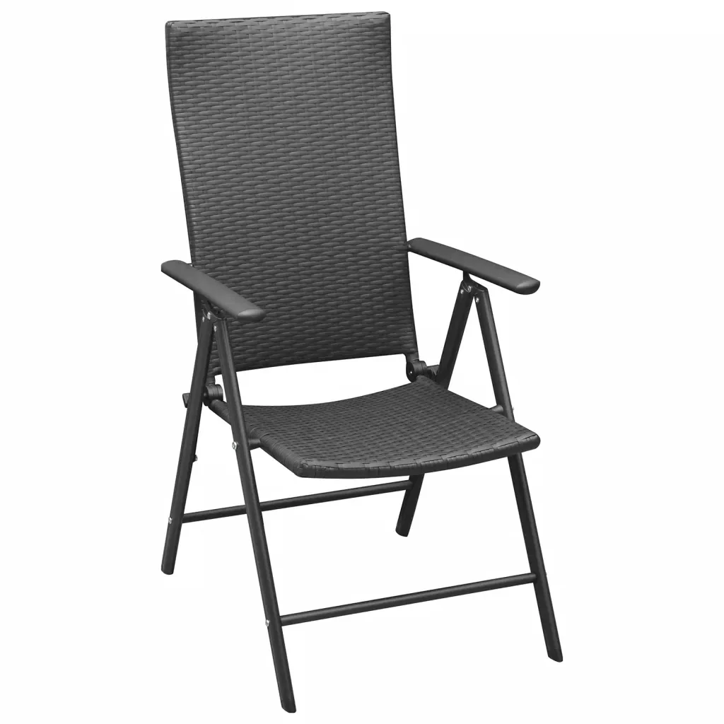 Set da Pranzo da Giardino 5 pz Nero in Polyrattan 3156516 - Image 5