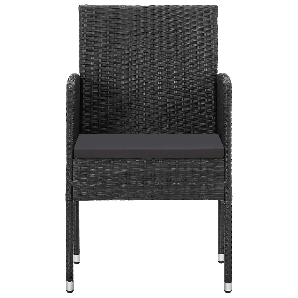 Set da Pranzo da Giardino 5 pz Nero in Polyrattan e Acciaio 3203340 - Image 5