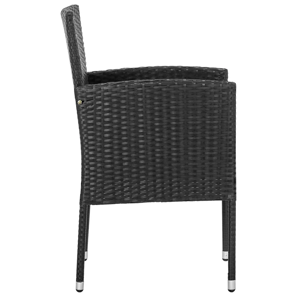 Set da Pranzo da Giardino 5 pz Nero in Polyrattan e Acciaio 3203340 - Image 6