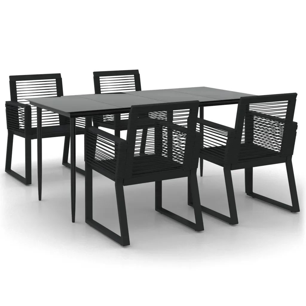 Set da Pranzo da Giardino 5 pz Nero in Rattan PVC 3156548 - Image 2