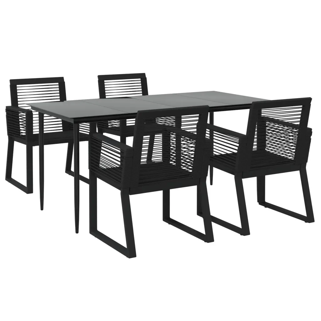 Set da Pranzo da Giardino 5 pz Nero in Rattan PVC 3156548 - Image 3