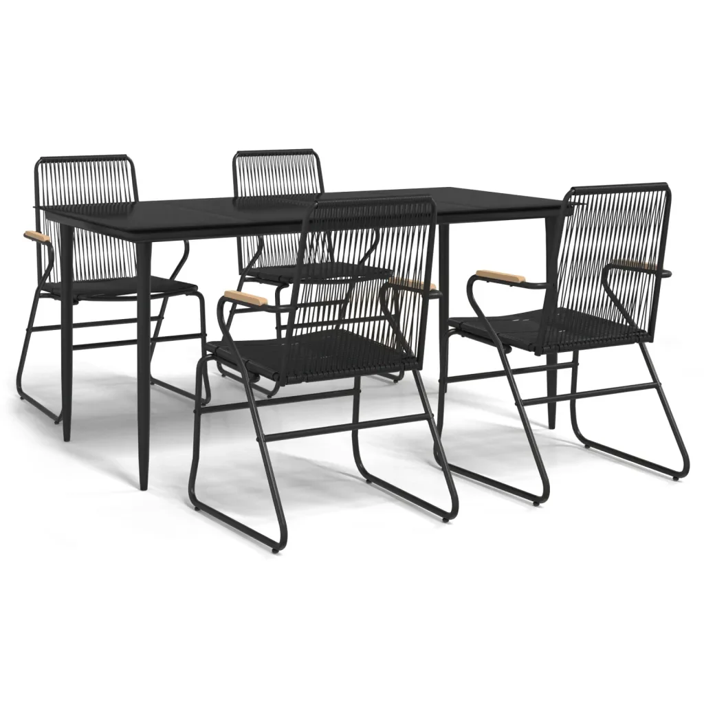 Set da Pranzo da Giardino 5 pz Nero in Rattan PVC 3156576 - Image 2