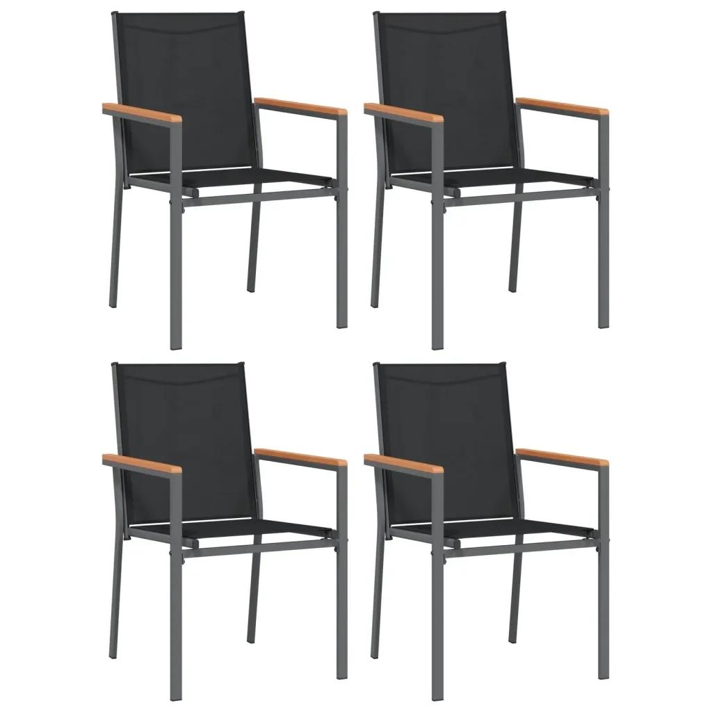 Set da Pranzo da Giardino 5 pz Nero in Textilene e Acciaio 3187037 - Image 4