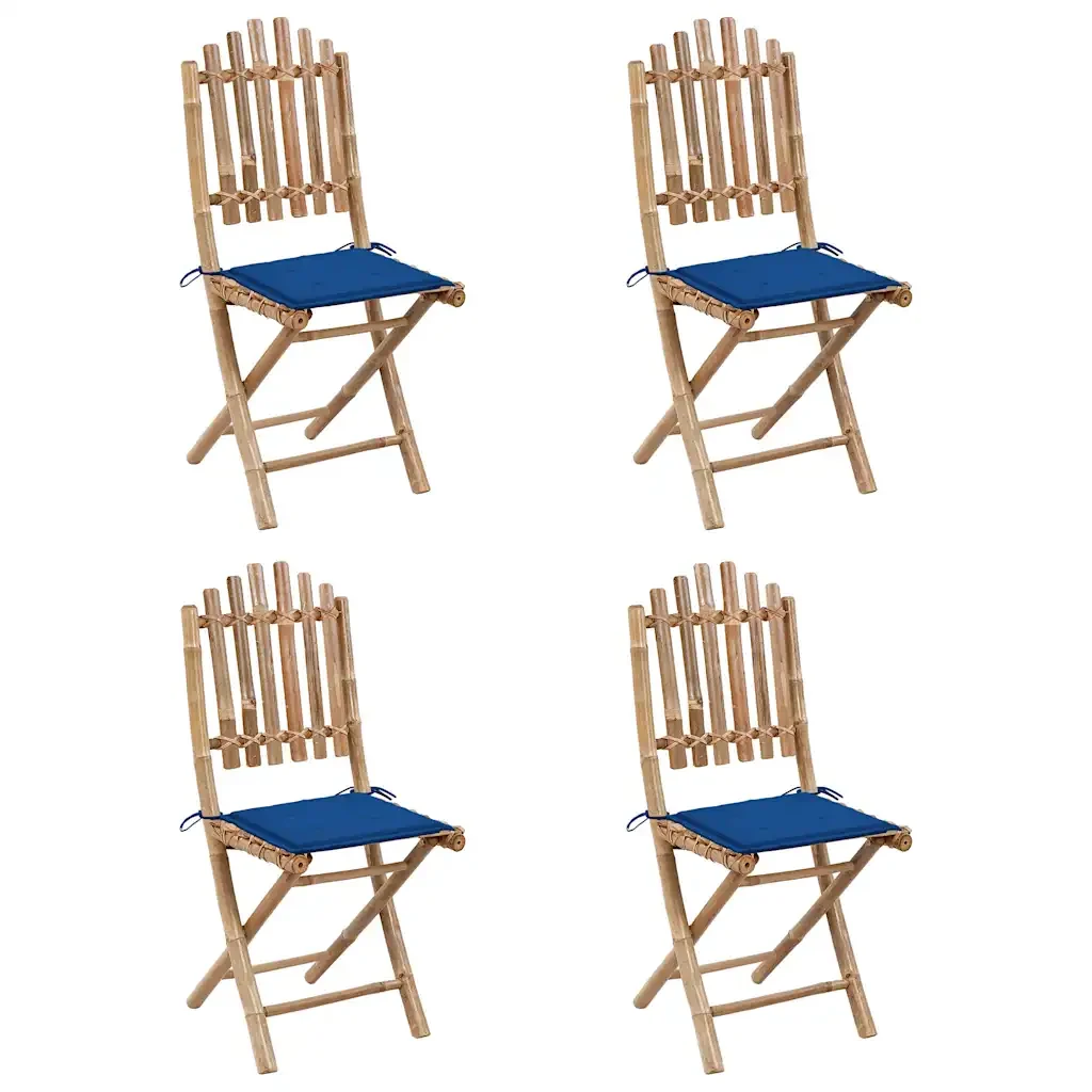 Set da Pranzo da Giardino 5 pz Pieghevole con Cuscini in Bambù 3063970