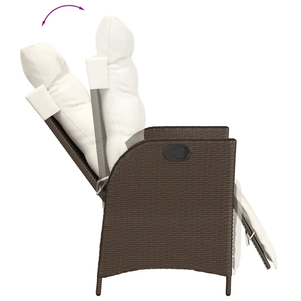 Set da Pranzo da Giardino 5pz con Cuscini in Polyrattan Marrone 3213409 - Image 4