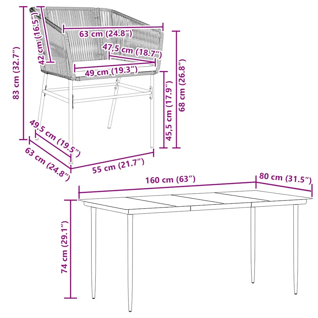 Set da Pranzo da Giardino 5pz con Cuscini Polyrattan Vetro - Image 10