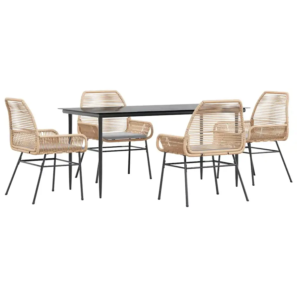 Set da Pranzo da Giardino 5pz con Cuscini Polyrattan Vetro 3334474 - Image 2