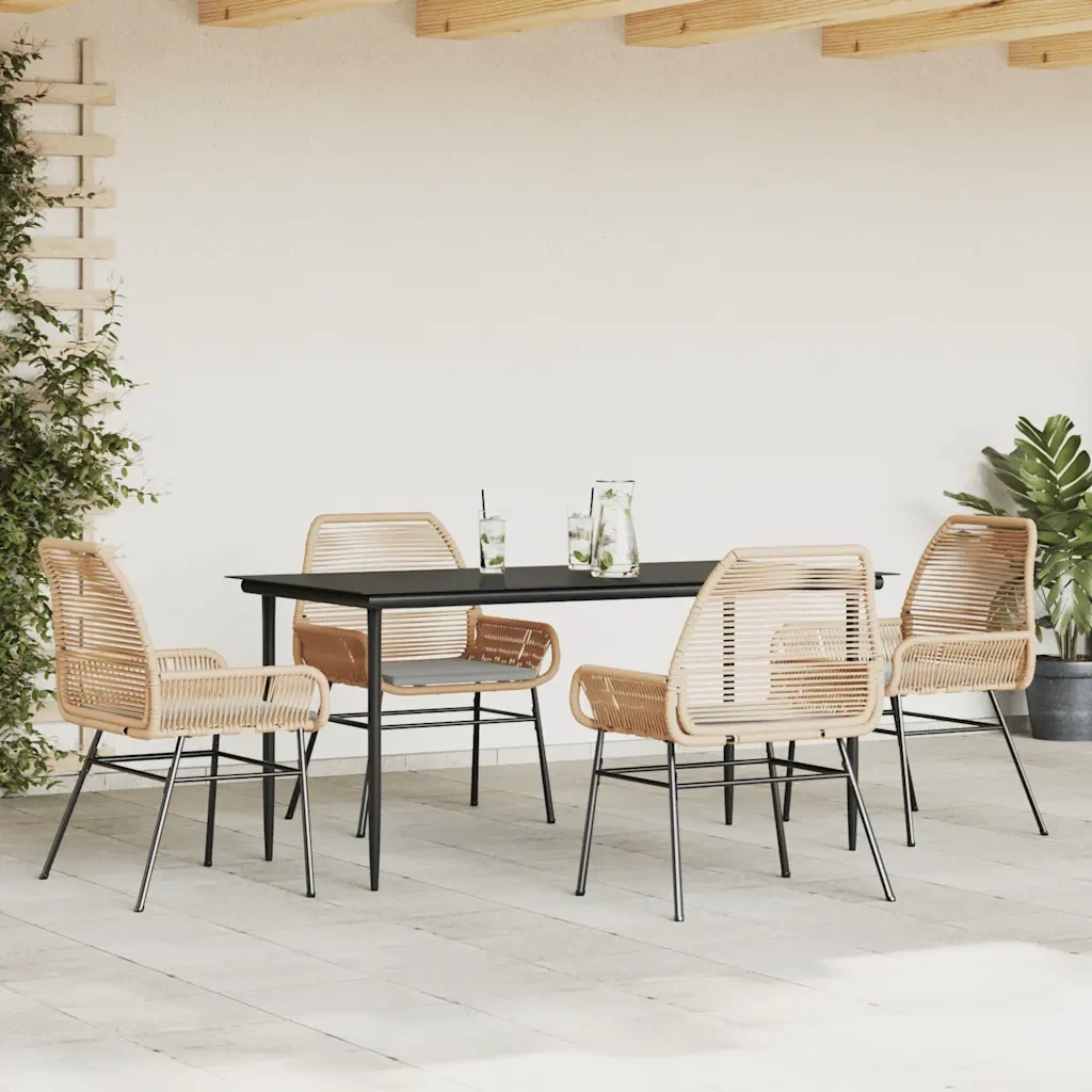 Set da Pranzo da Giardino 5pz con Cuscini Polyrattan Vetro 3334474 - Image 3