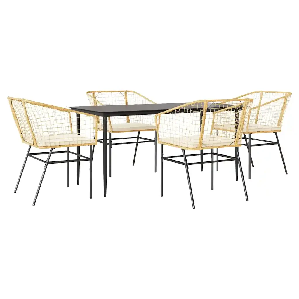 Set da Pranzo da Giardino 5pz con Cuscini Polyrattan Vetro 3334509 - Image 2