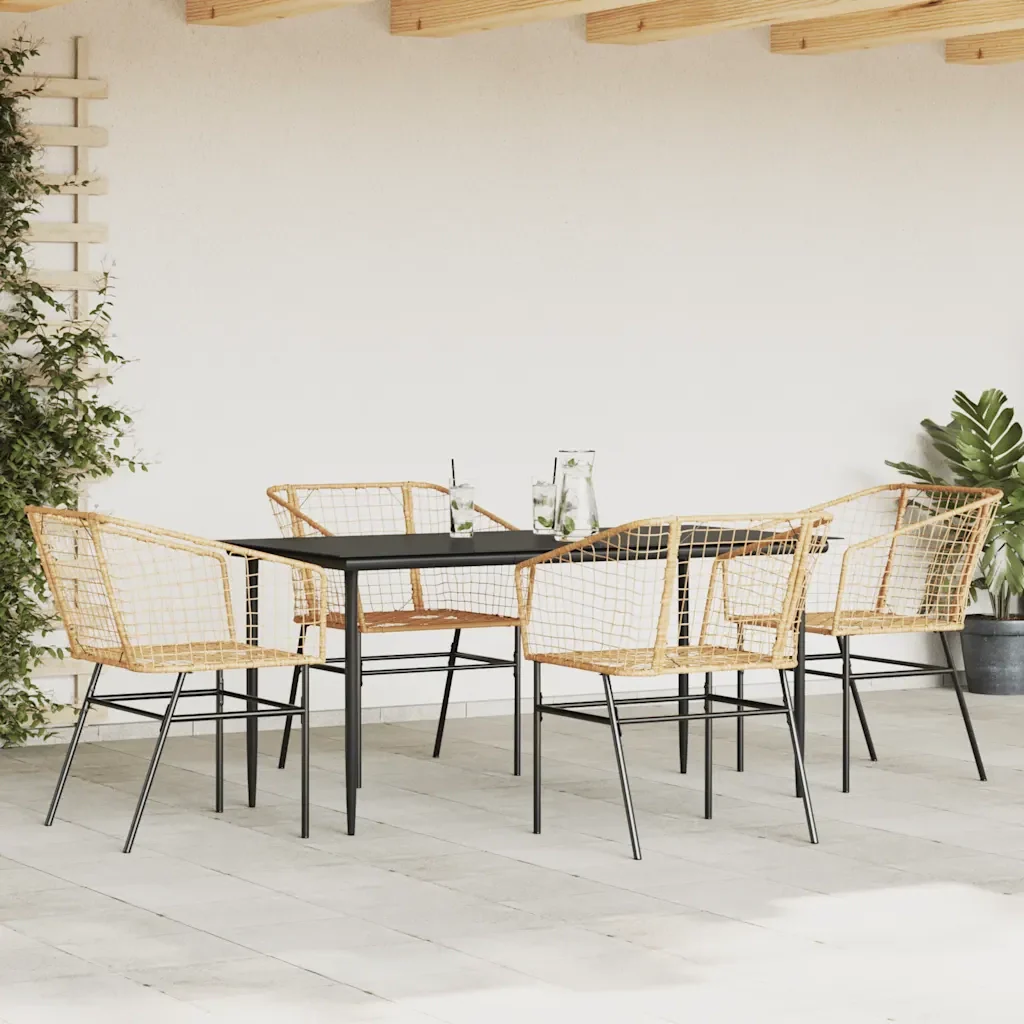 Set da Pranzo da Giardino 5pz Polyrattan Vetro 3334495 - Image 3