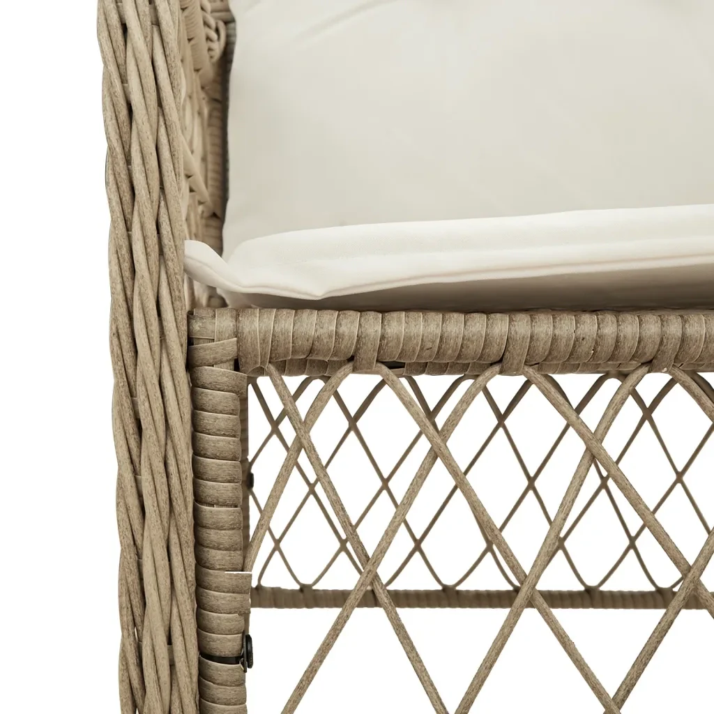 Set da Pranzo da Giardino 7 pz con Cuscini Beige in Polyrattan 3212142 - Image 5