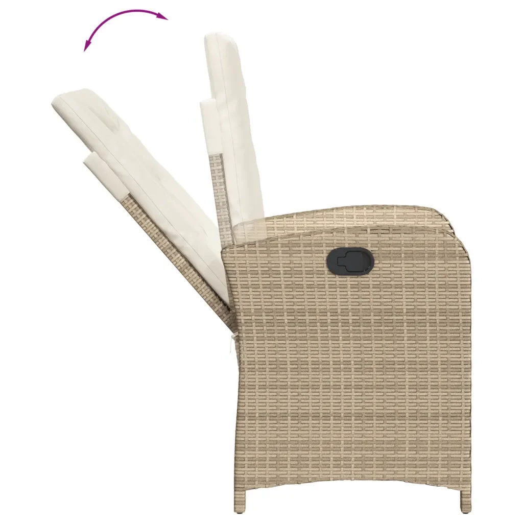 Set da Pranzo da Giardino 7 pz con Cuscini Beige in Polyrattan 3212376 - Image 7